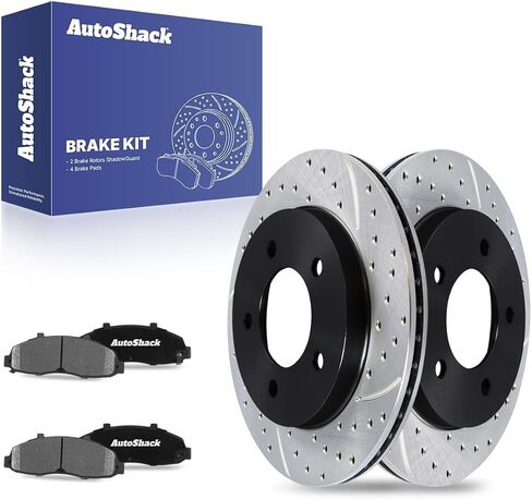 وسادات فرامل دوارة من السيراميك لدوارات الفرامل المحفورة والمشقوقة من AutoShack | بديل لـ 1997-2004 فورد F-150 2004 F-150 هيريتاج 4.2L 4.6L 5.4L V8 4WD RWD | المغلفة الإلكترونية | طقم فرامل 6 قطع | ShadowGuard in Kuwait