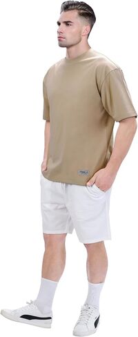 Men's Oversized T-Shirt, Crew Neck, Loose Fit in Saudi Arabia