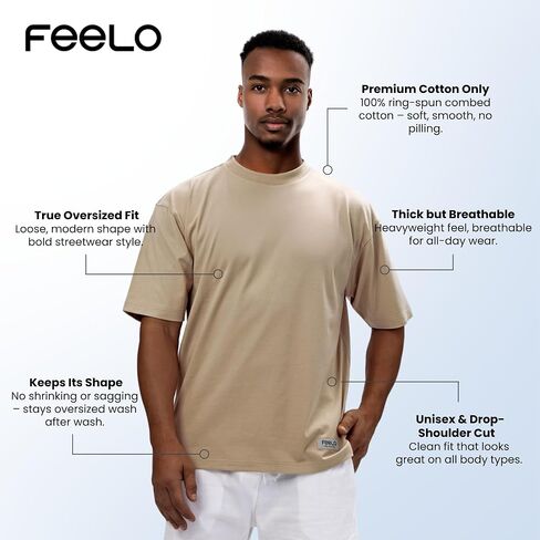 Men's Oversized T-Shirt, Crew Neck, Loose Fit in Saudi Arabia