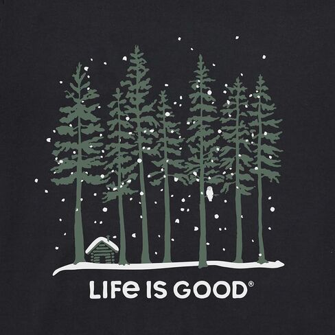 Life is Good Women's Crusher Tee, Long Sleeve Cotton Graphic T-Shirts, Snowy Owl Tall Pines in Saudi Arabia