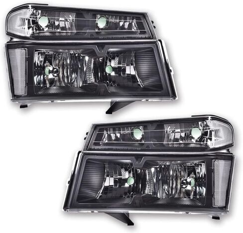 مصابيح أمامية PIT66 LED DRL، متوافقة مع 2004-2012 Chevy Colorado/2004-2012 GMC Canyon/2006 Isuzu i-280 i-350/2007-2008 Isuzu i-290 i-370 عدسات دخانية سوداء عاكسة شفافة in Kuwait