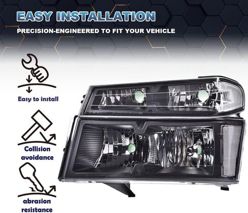 مصابيح أمامية PIT66 LED DRL، متوافقة مع 2004-2012 Chevy Colorado/2004-2012 GMC Canyon/2006 Isuzu i-280 i-350/2007-2008 Isuzu i-290 i-370 عدسات دخانية سوداء عاكسة شفافة in Kuwait