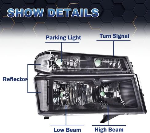 مصابيح أمامية PIT66 LED DRL، متوافقة مع 2004-2012 Chevy Colorado/2004-2012 GMC Canyon/2006 Isuzu i-280 i-350/2007-2008 Isuzu i-290 i-370 عدسات دخانية سوداء عاكسة شفافة in Kuwait