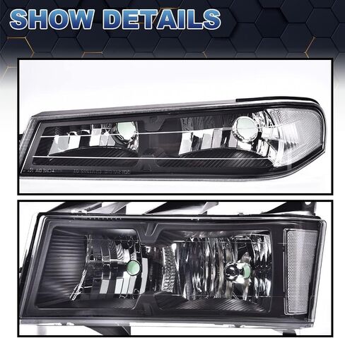 مصابيح أمامية PIT66 LED DRL، متوافقة مع 2004-2012 Chevy Colorado/2004-2012 GMC Canyon/2006 Isuzu i-280 i-350/2007-2008 Isuzu i-290 i-370 عدسات دخانية سوداء عاكسة شفافة in Kuwait