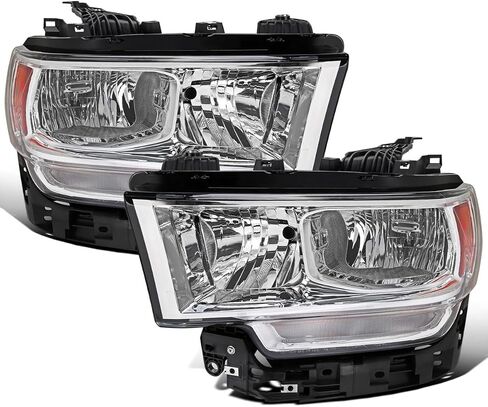 Ronnin - Fits 2019-2024 Ram 2500 3500 4500 5500 Factory Replacement Halogen Headlights Assembly Pair | Chrome in Saudi Arabia