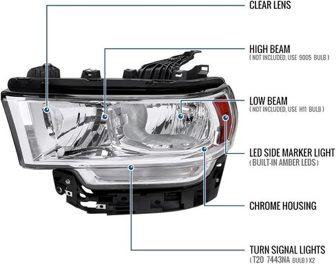 Ronnin - Fits 2019-2024 Ram 2500 3500 4500 5500 Factory Replacement Halogen Headlights Assembly Pair | Chrome in Saudi Arabia
