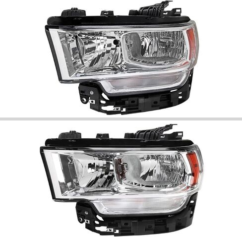 Ronnin - Fits 2019-2024 Ram 2500 3500 4500 5500 Factory Replacement Halogen Headlights Assembly Pair | Chrome in Saudi Arabia