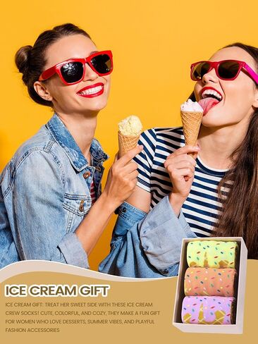 3 Pairs Ice Cream Knee High Socks for Women Girl Funny Novelty Ice Cream Gift Christmas Stocking Holiday Party Favor in Saudi Arabia