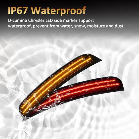 D-Lumina LED Side Marker Light Kits for Chrysler 300 2015 2016 2017 2018 2019 2020 2021 2022, 2-Row Full LED Strip Amber & Red Front Rear Bumper OEM Sidemarker Lamp Replacement, Smoked Lens 4 Pieces in Saudi Arabia