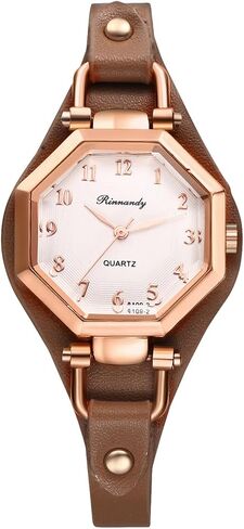 JewelryWe Women's Octagonal Leather Watches: PU Strap Analog Quartz Bracelet Watch Exquisite Fashion Casual Dree Wristwatch in Saudi Arabia