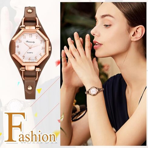 JewelryWe Women's Octagonal Leather Watches: PU Strap Analog Quartz Bracelet Watch Exquisite Fashion Casual Dree Wristwatch in Saudi Arabia