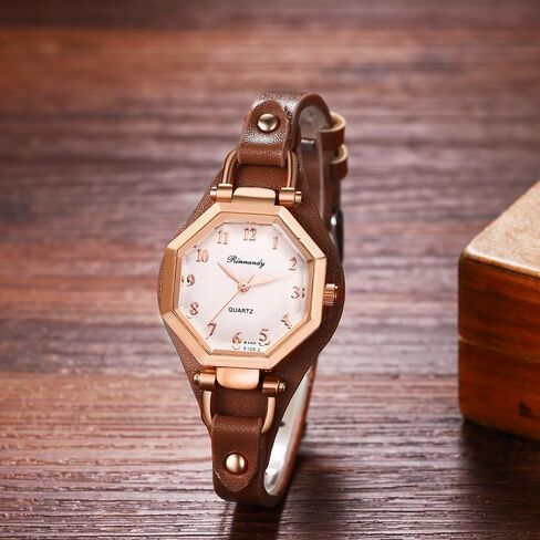 JewelryWe Women's Octagonal Leather Watches: PU Strap Analog Quartz Bracelet Watch Exquisite Fashion Casual Dree Wristwatch in Saudi Arabia