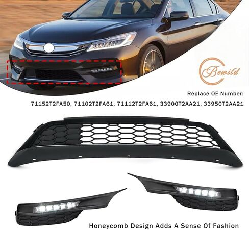 Bewild الجبهة السفلى مصبغة ومصابيح الضباب LED مصابيح مجموعة صالح ل 2016 2017 هوندا أكورد سيدان المصد الأمامي مصبغة الضباب ضوء طقم مصابيح استبدال in Kuwait