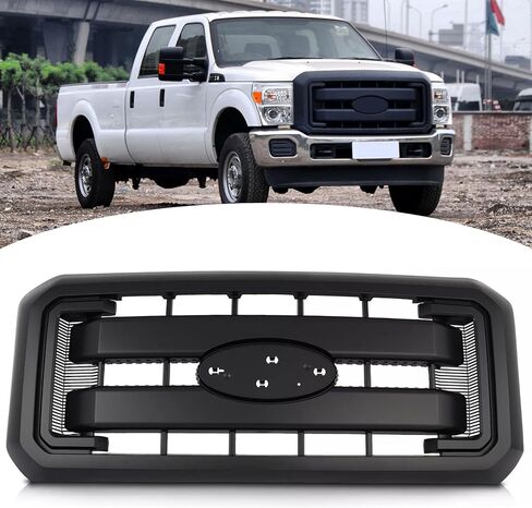 شبكة المبرد الأمامية لسيارة Ford 2011-2016 F250 F350 F450 F550 Super Duty غطاء محرك السيارة استبدال BC3Z8200AA BC3Z8200G BC3Z-8200-G (بدون شعار المركز) | ماتي الأسود in Kuwait