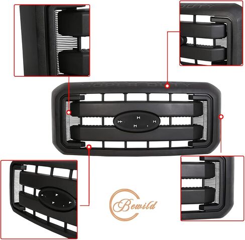 شبكة المبرد الأمامية لسيارة Ford 2011-2016 F250 F350 F450 F550 Super Duty غطاء محرك السيارة استبدال BC3Z8200AA BC3Z8200G BC3Z-8200-G (بدون شعار المركز) | ماتي الأسود in Kuwait