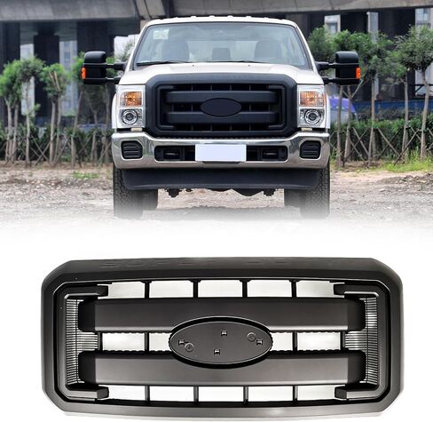 شبكة المبرد الأمامية لسيارة Ford 2011-2016 F250 F350 F450 F550 Super Duty غطاء محرك السيارة استبدال BC3Z8200AA BC3Z8200G BC3Z-8200-G (بدون شعار المركز) | ماتي الأسود in Kuwait