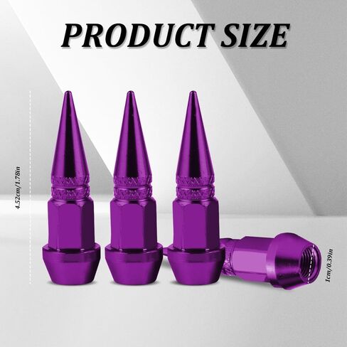 4PCS 45mm Spiked Aluminum Stem Valve Caps, Tire Valve Caps, Dustproof Tire Wheel Stem Caps, Universal Tire Air Cap Car Accessories Compatible with Cars, SUVs,Trucks Bicycles (Black, 45mm) in Saudi Arabia