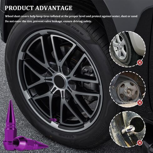 4PCS 45mm Spiked Aluminum Stem Valve Caps, Tire Valve Caps, Dustproof Tire Wheel Stem Caps, Universal Tire Air Cap Car Accessories Compatible with Cars, SUVs,Trucks Bicycles (Black, 45mm) in Saudi Arabia
