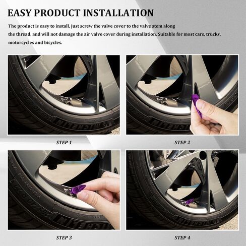 4PCS 45mm Spiked Aluminum Stem Valve Caps, Tire Valve Caps, Dustproof Tire Wheel Stem Caps, Universal Tire Air Cap Car Accessories Compatible with Cars, SUVs,Trucks Bicycles (Black, 45mm) in Saudi Arabia