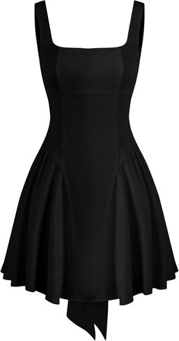 CIDER Mini Dress Square Neck Ruffle Knotted Party Dress Sleeveless Middle Waist in Saudi Arabia