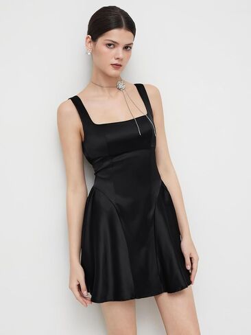 CIDER Mini Dress Square Neck Ruffle Knotted Party Dress Sleeveless Middle Waist in Saudi Arabia