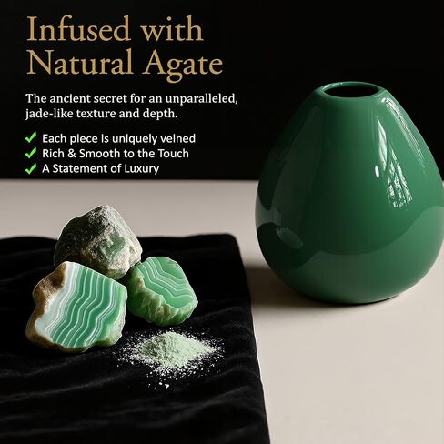 Flower Vase-Handcrafted Ceramic with Smooth Green Glaze, Small Vase for Flowers w/Waterproof Interior and Anti-Slip Bottom, Vases Home Decor Shelf Decor Table Centerpieces in Saudi Arabia