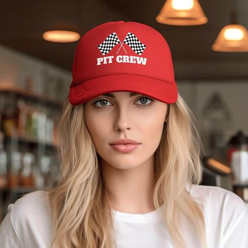 Racing Pit Crew Hat Funny Gift Baseball Cap for Men Women Red in Saudi Arabia