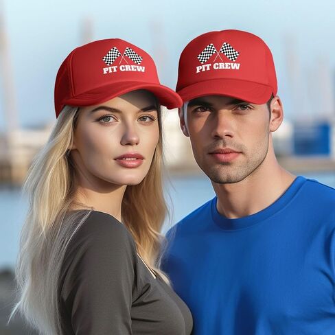 Racing Pit Crew Hat Funny Gift Baseball Cap for Men Women Red in Saudi Arabia