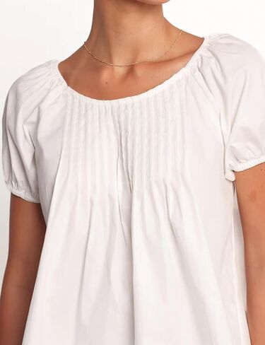 Zontroldy Women's Summer Cotton Blouses Tops Pleated Short Sleeve Crewneck Casual Babydoll Shirts in Saudi Arabia