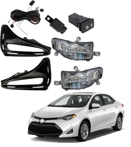 WFLNHB استبدال مصابيح الضباب اليسرى واليمنى لـ Corolla L LE XLE 2017-2019 مصابيح الجري النهارية أضواء القيادة مع أسلاك حافة التبديل in Saudi Arabia