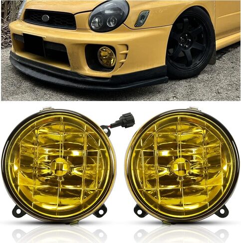 HECASA Pair Yellow Glass Fog Lights Lamps Compatible with 2002-2003 SUBARU IMPREZA RS/WRX With Halogen bulbs Replacement for SU2592106 84501FE090 SU2593106 84501FE080 in Saudi Arabia