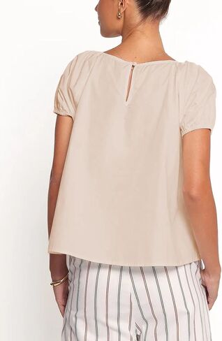 Zontroldy Women's Summer Cotton Blouses Tops Pleated Short Sleeve Crewneck Casual Babydoll Shirts in Saudi Arabia