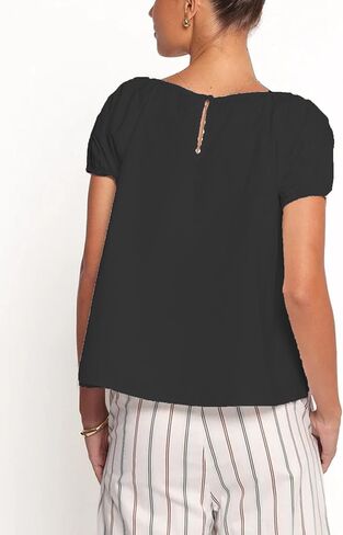 Zontroldy Women's Summer Cotton Blouses Tops Pleated Short Sleeve Crewneck Casual Babydoll Shirts in Saudi Arabia