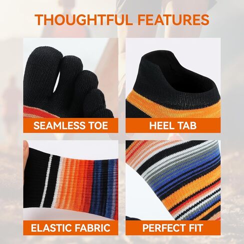 Toe Socks for Men and Women Athletic Running Five Finger Ankle/Quarter Socks Quick-drying Anti-odor 3 Pairs in Kuwait