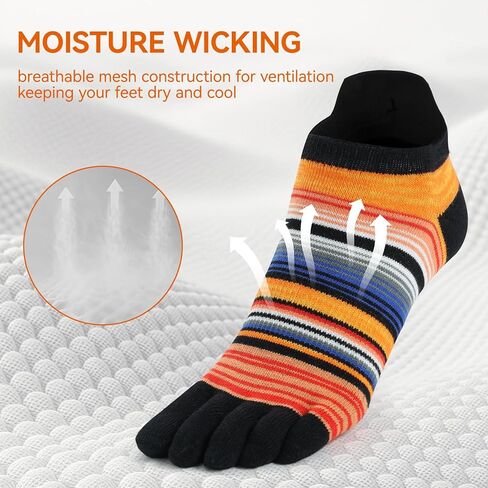 Toe Socks for Men and Women Athletic Running Five Finger Ankle/Quarter Socks Quick-drying Anti-odor 3 Pairs in Kuwait