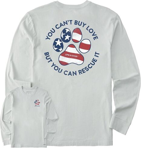 Life is Good. Men's Americana Rescue LS Crusher Tee, Fog Gray, Large in Saudi Arabia