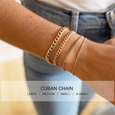 Cuban Chain Gold Bracelets for Women Waterproof 14K Gold Plated Jewelry for Women Trendy Thin Dainty Stainless Steels Chain Bracelet Classic Fashion Accessories Gifts for Womens in Saudi Arabia
