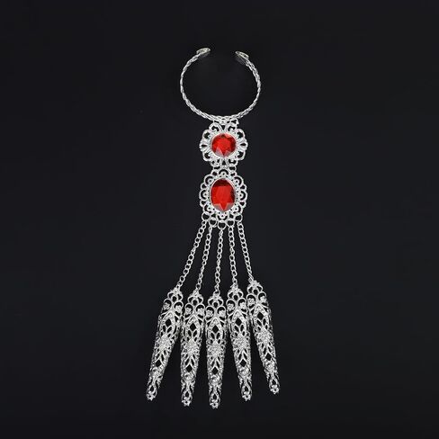 YERTTER Boho Bracelets Inlaid with Red Crystal Women Belly Dance Gypsy Egyptian Bracelet with Finger Nails Halloween Costume for Women in Saudi Arabia
