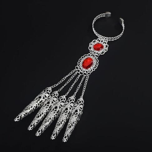 YERTTER Boho Bracelets Inlaid with Red Crystal Women Belly Dance Gypsy Egyptian Bracelet with Finger Nails Halloween Costume for Women in Saudi Arabia