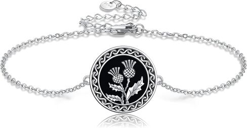 URONE Black Rose/Sunflower/Scottish Thistle/Angel Bracelet 925 Sterling Silver Gothic Jewelry Gifts for Women in Saudi Arabia