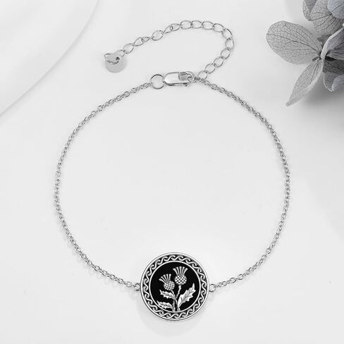 URONE Black Rose/Sunflower/Scottish Thistle/Angel Bracelet 925 Sterling Silver Gothic Jewelry Gifts for Women in Saudi Arabia
