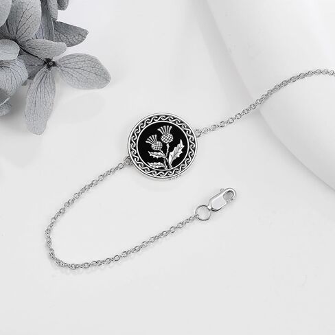 URONE Black Rose/Sunflower/Scottish Thistle/Angel Bracelet 925 Sterling Silver Gothic Jewelry Gifts for Women in Saudi Arabia