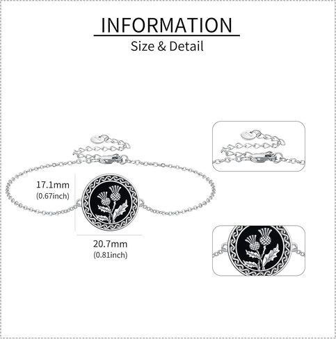 URONE Black Rose/Sunflower/Scottish Thistle/Angel Bracelet 925 Sterling Silver Gothic Jewelry Gifts for Women in Saudi Arabia