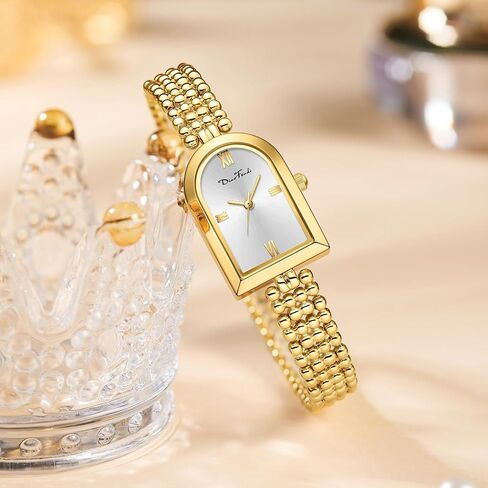 Diaofendi Petite Arch Gold Women’s Watch, Elegant Waterproof Ladies Watch with Japanese Quartz Movement, Adjustable Strap with Fit Tool in Saudi Arabia
