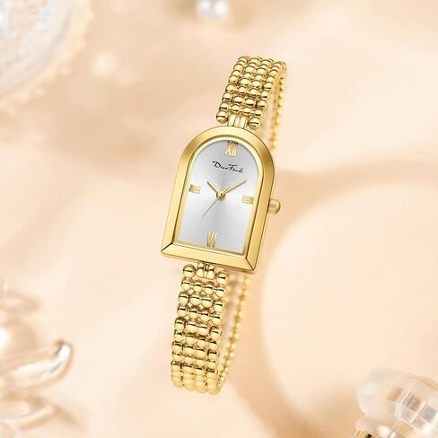Diaofendi Petite Arch Gold Women’s Watch, Elegant Waterproof Ladies Watch with Japanese Quartz Movement, Adjustable Strap with Fit Tool in Saudi Arabia