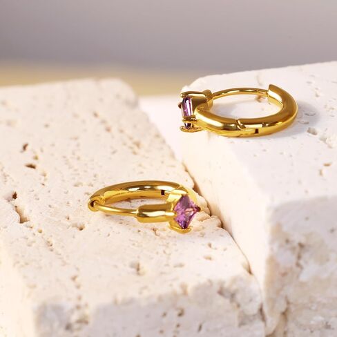 FANSING Birthstone Hoop Earrings for Women Lightweight 316L Surgical Steel Huggie Earrings in Saudi Arabia
