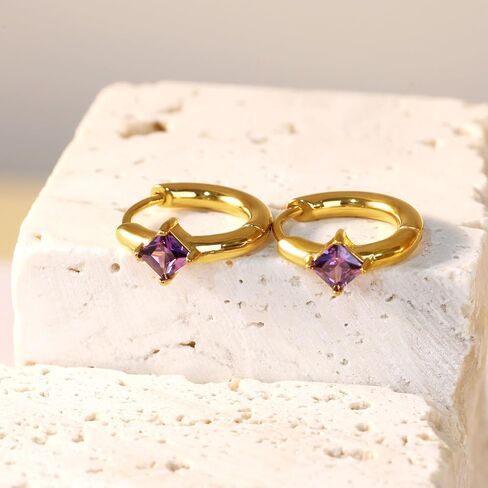FANSING Birthstone Hoop Earrings for Women Lightweight 316L Surgical Steel Huggie Earrings in Saudi Arabia
