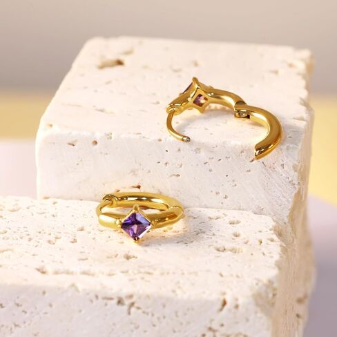 FANSING Birthstone Hoop Earrings for Women Lightweight 316L Surgical Steel Huggie Earrings in Saudi Arabia