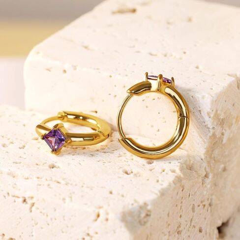 FANSING Birthstone Hoop Earrings for Women Lightweight 316L Surgical Steel Huggie Earrings in Saudi Arabia