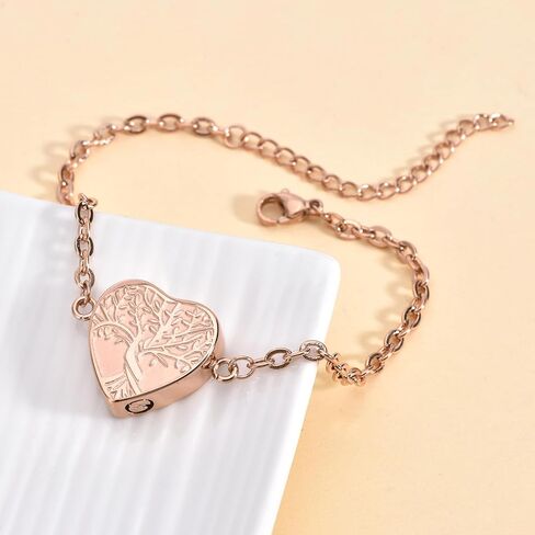 RIPFEVURN Heart Tree of Life Cremation Jewelry Urn Bracelet for Ashes for Women Memorial Ashes Keepsake Link Bracelet in Saudi Arabia